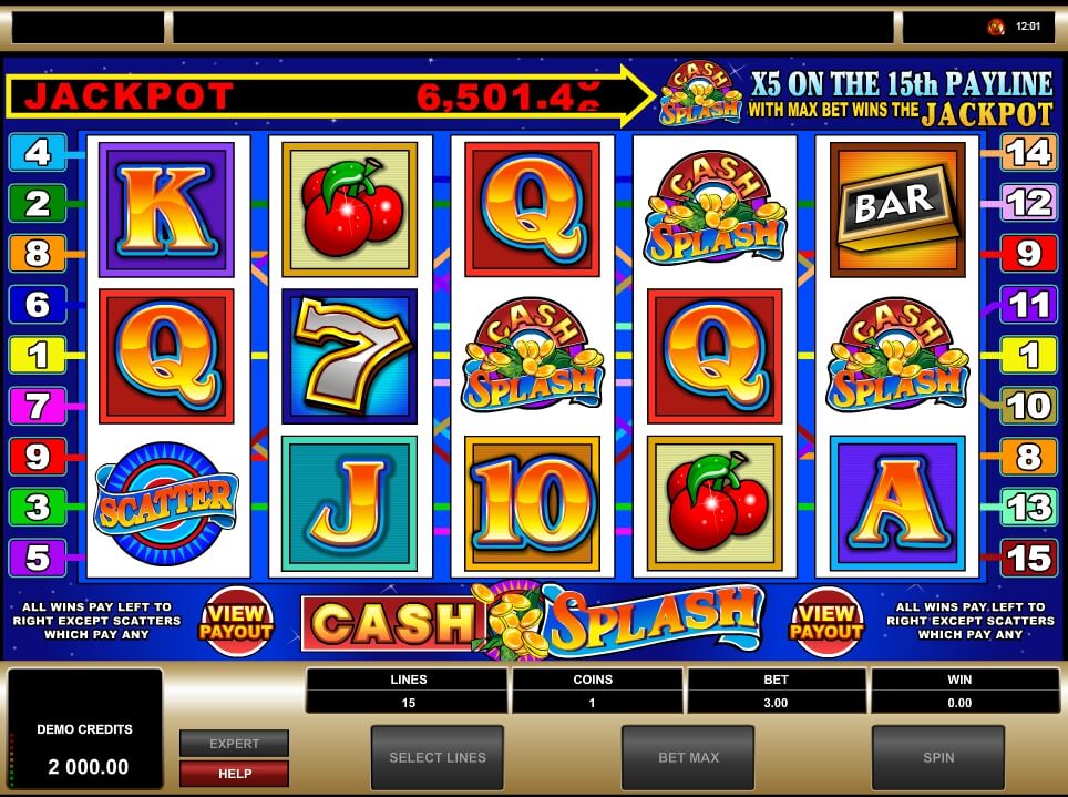 cash splash 5 reel spielautomat - microgaming